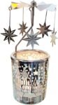 Metal Rotary Candle Holder Spinning Windmill Tea Light Carousel Decor for Home & Gifts (Silver North Star)