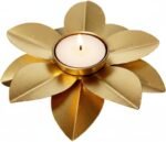 Decorative Metal Flower Tea Light Candle Holder, Gold, 3 Inch, Modern Floral Wall Art Decor
