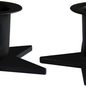 . Primitive Iron Taper Candle Holders Vintage Black Candlestick Holders for Halloween Christmas Dining Room Home Decor. Set of 2, Star Base