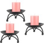 Pillar Candle Holder, Iron Candle Stand, Candle Plate, Candlesticks for Pillar Candles, Black Candle Tray for Party Wedding Table Home Decoration (Set of 3)