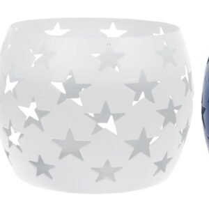 Star Cutout Metal Tea Light Candle Holders, Red, White and Blue, 4th of July Decor, 4" H x 4.72" W, Set of 3