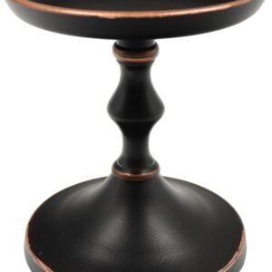 Aluminum Metal Decorative Pillar Candle Holder Antique Bronze for Candles or Display, 5” High - Ideal for Weddings, Parties, Events, Home Decor, Gifts, Elegant