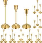 24PCS Brass Gold Taper Candle Holders Set, Vintage Metal Candlestick Holders for Table Centerpiece, Wedding Reception, Festive Christmas Mantel Decoration Gold
