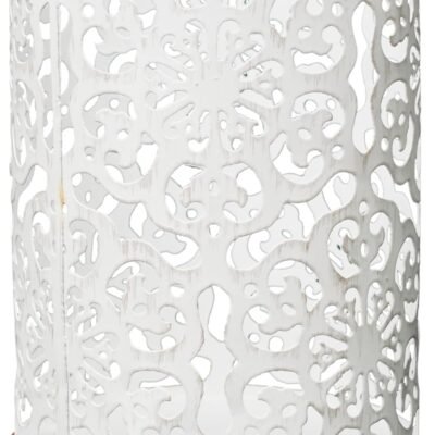 7.5" White Metal Candle Holder – Diamond Cut Design Lantern for Home Decor, Weddings, Parties, Events, Gifts & Indoor Outdoor Lighting