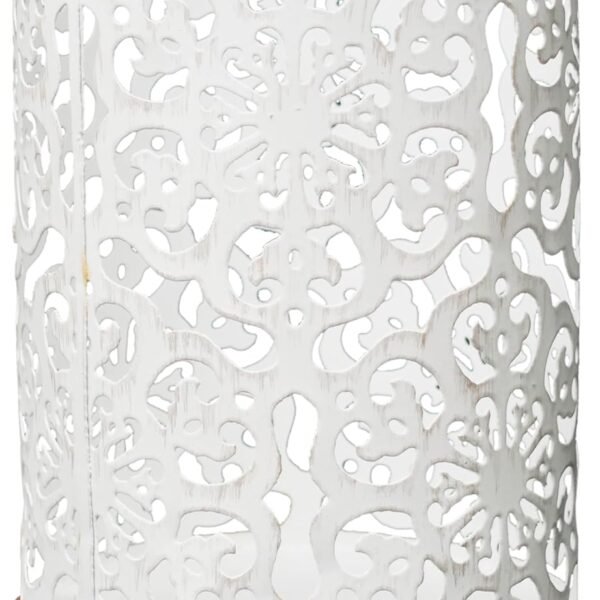 7.5" White Metal Candle Holder – Diamond Cut Design Lantern for Home Decor, Weddings, Parties, Events, Gifts & Indoor Outdoor Lighting